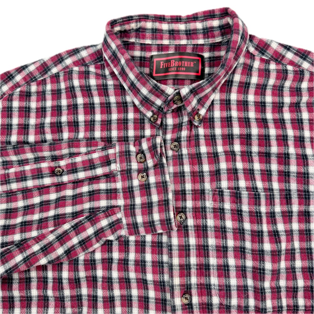 Vintage Five Brother Mens XL 90's Faded Heavyweight Flannel Button Shirt Plaid